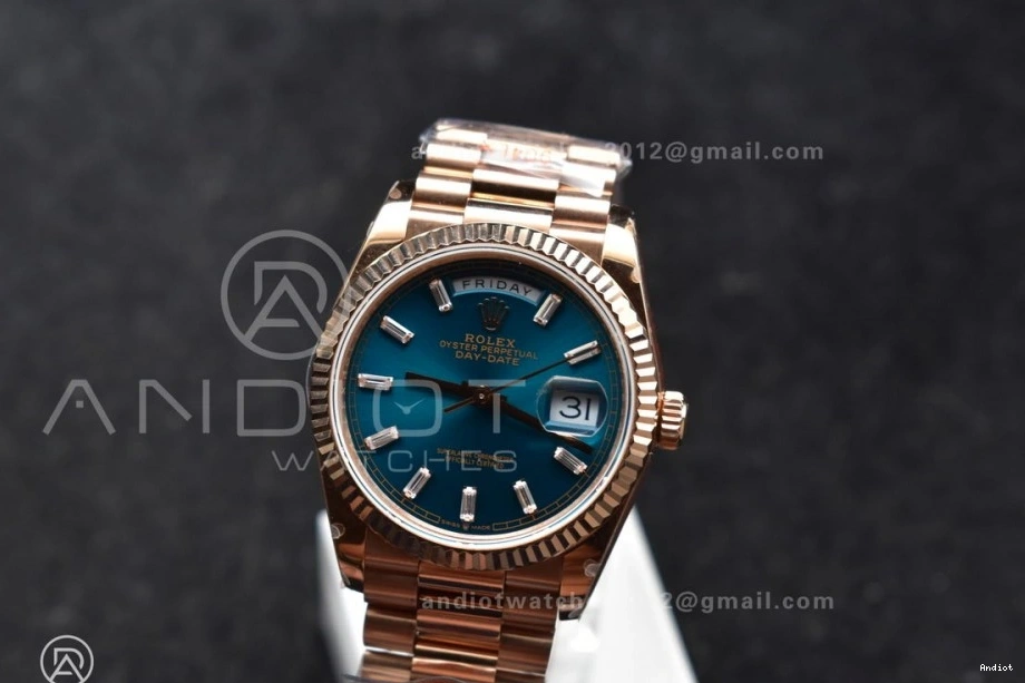 with 36 Stick Diamond Steel RG Bracelet President vr3255 Dial Best 904L QF DayDate (Gain Weight) on V5 Edition Blue 0223